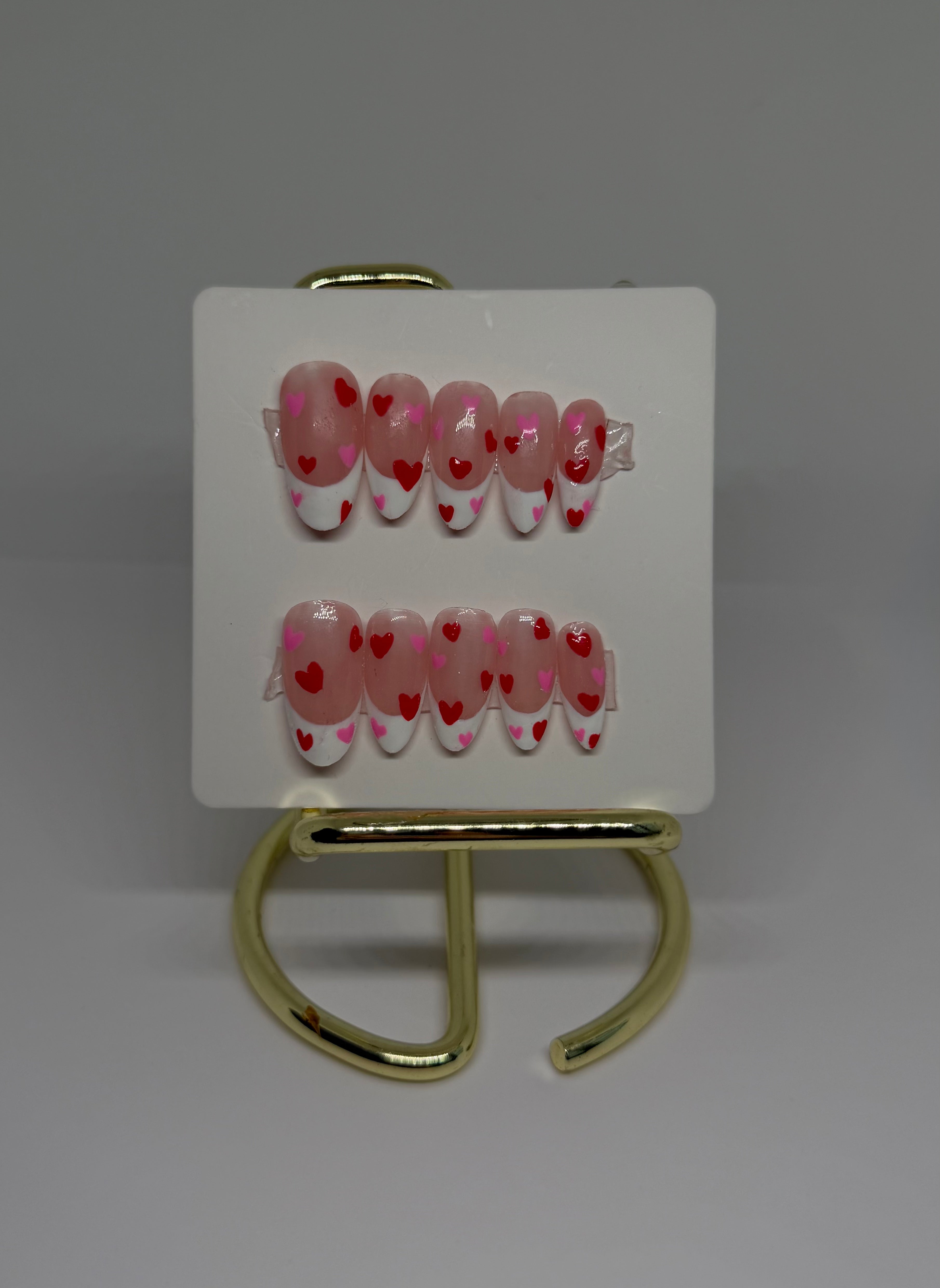 Red & Pink Heart Nails