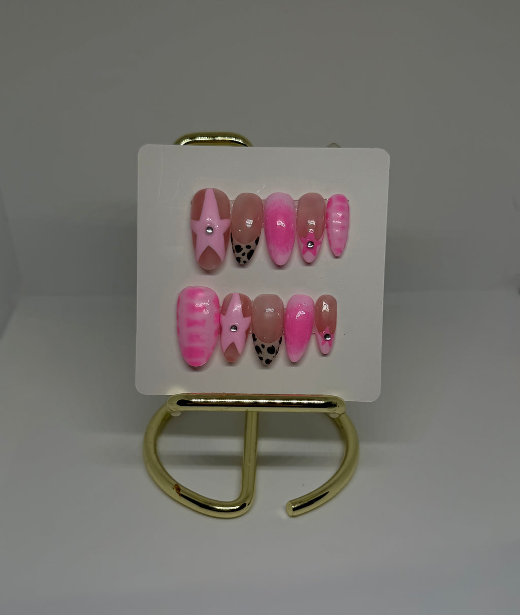 Pink Cheetah Nails