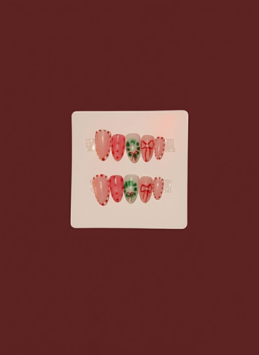 Simple Red & White Christmas Nails